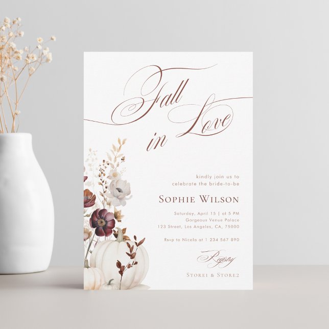 Convite Queda no Amor Chá de panela Pumpkin Flores (Criador carregado)