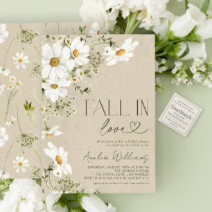 Convite Queda no amor Rustic Daisy Wildflower