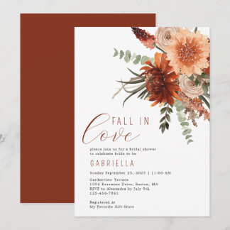 Convite Queda No Amor, Terracotta Floral Chá de panela