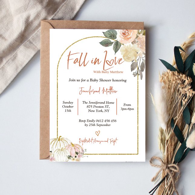 Convite Queda no Chá de fraldas de abóbora de outono (Criador carregado)