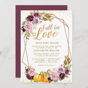 Convite queda no chá de fraldas floral roxo apaixonado