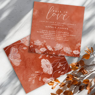 Convite Queda no Chá de panela de amor Terracotta Floral