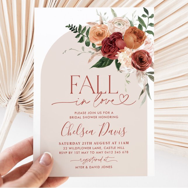 Convite Queda no Chá de panela Floral (Fall in Love Arch - Bridal Shower Invitation)