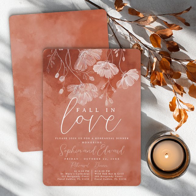 Convite Queda no Janto de ensaio Terracotta (Fall in love - Invite)