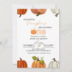 Convite Queda nossa pequena abóbora gêmea fazendo um anive