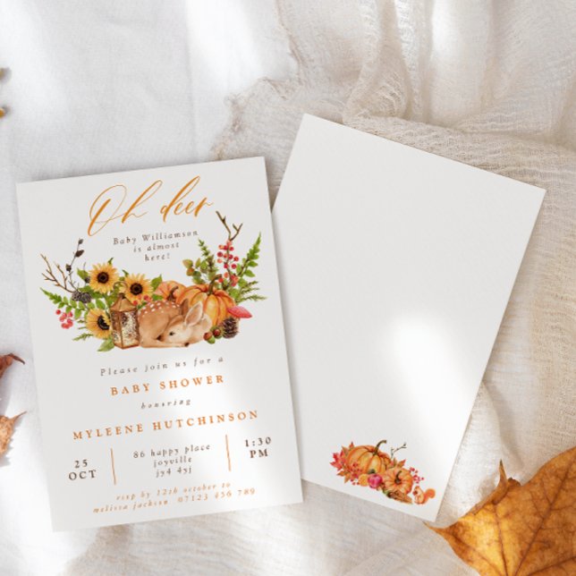 Convite Queda Oh Deer Pumpkins e Chá de fraldas de Girassó (Criador carregado)