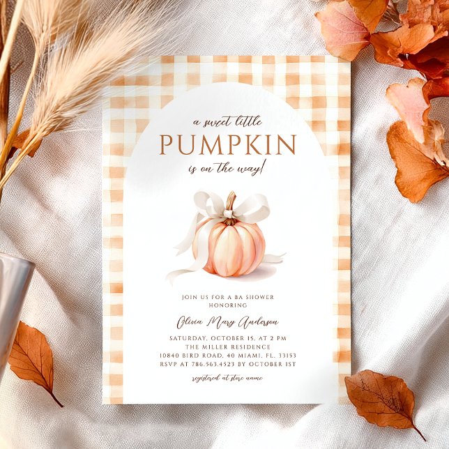 Convite Queda Pequeno Chá de fraldas De Abóbora Sexo Neutr (Criador carregado)