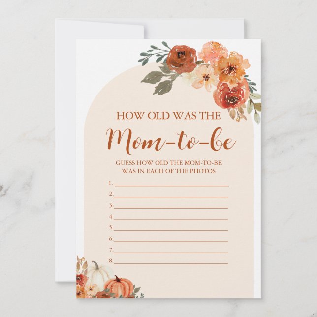 Convite Queda Pequeno Pumpkin Quão Velho Era O Jogo Da Mãe (Frente)