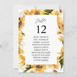 Convite Queda Placa Floral de Girassol Número de Sentos