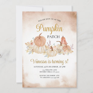Convite Queda Pumpkin Patch Birthday Boho Floral outono