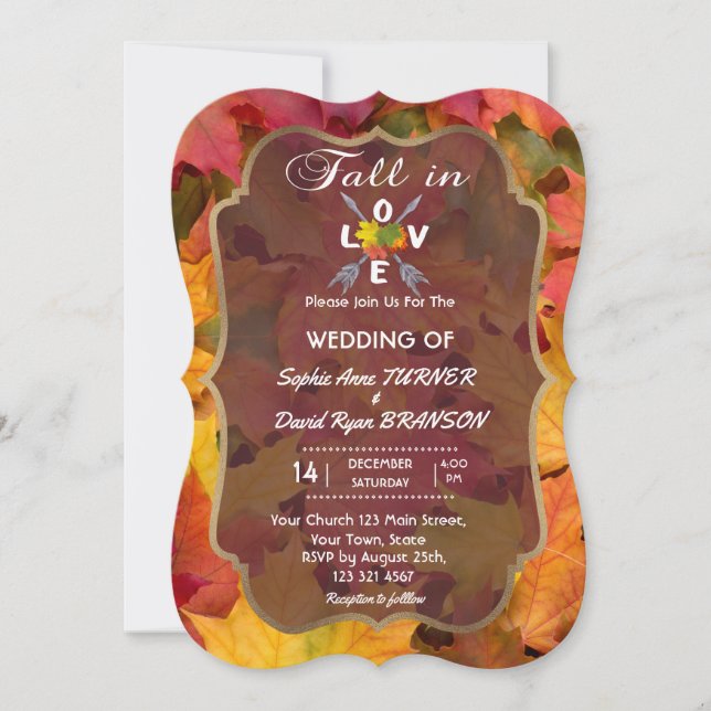 Convite Queda Romântica no Casamento das Feiras de Folhage (Frente)