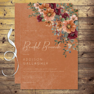 Convite Queda Rustic Rust & Wine Floral Bridal Brunt