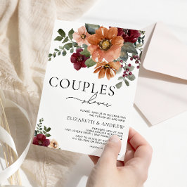Convite Queda Terracotta Burgundy Casal Floral Chá