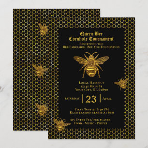 Convite Queen Bee Cornhole Tournaiser Invitati