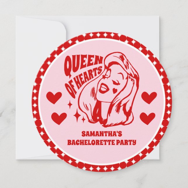 Convite Queen of Hearts Bachelorette Party Invitation (Frente)