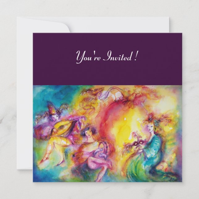 Convite QUEIMANDO O CARNÍVEL, Mardi Gras Mascarada Ball (Frente)