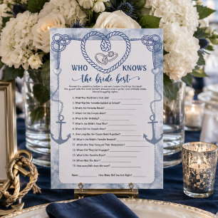 Convite Quem Conhece Melhor a Noiva Jogo Casamento Náutico