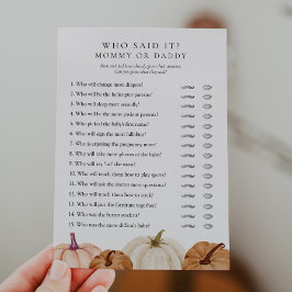 Convite Quem disse isso Mamãe ou Pai Pumpkin Game Card