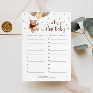 Convite Quem É Esse Bebê Foto Baby Shower Urso Carta