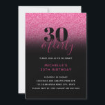 Convite Quente rosa e preto Brilhante 30 e suave 30<br><div class="desc">Pode ser totalmente personalizado para atender às suas necessidades. © Gorjo Designs. Feito para você através da plataforma Zazzle. // Procurando itens correspondentes? Outros artigos de papelaria do conjunto disponível na seção "coleções" da minha loja. // Precisa de ajuda para personalizar o seu design? Tem outras ideias? Sinta-se à vontade...</div>