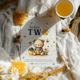 Convite Querida Abelha 2 ruas Festa de aniversário de Urso