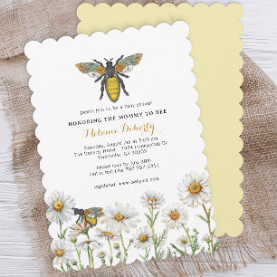 Convite Querida Bee Bumblebee Chá de fraldas de flores sil