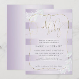 Convite Querida! Calliografia Ombré Lilac Stripes