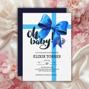 Convite Querida! Chá de fraldas azul Elegante