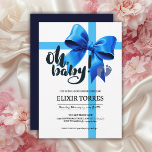 Convite Querida! Chá de fraldas azul Elegante