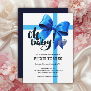 Convite Querida! Chá de fraldas azul Elegante