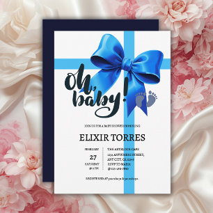 Convite Querida! Chá de fraldas azul Elegante