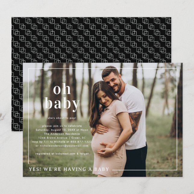 Convite Querida | Chá de fraldas de Fotografias Simples (Frente/Verso)