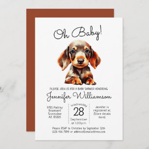 Convite Querida! Chá de fraldas Terracotta Cão Cachorro