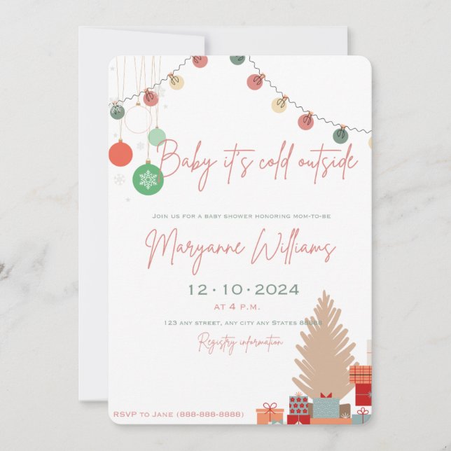 Convite Querida, está frio fora do chá de fraldas (Frente)