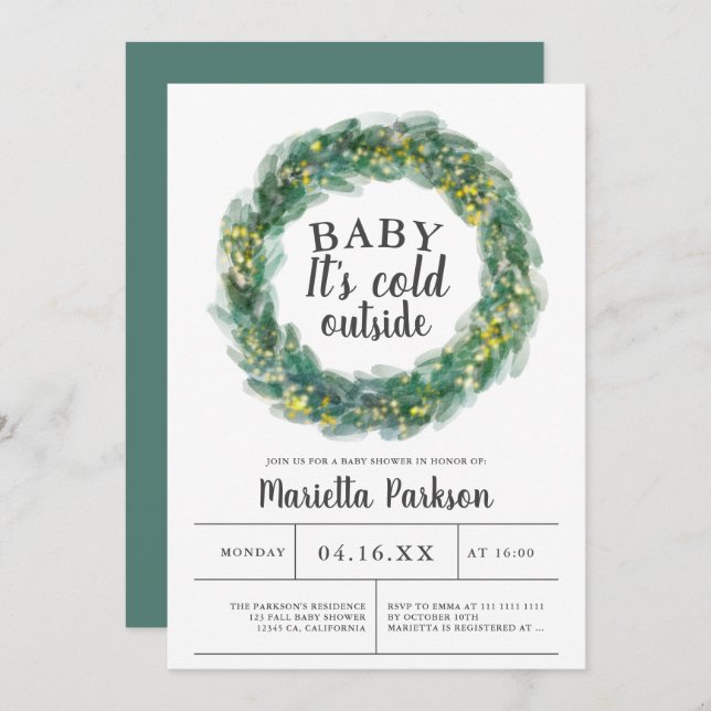 Convite Querida, está frio fora do chá de fraldas de natal (Frente/Verso)