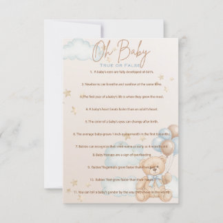 Convite Querida, Jogo de Trivia Chá de fraldas, Verdadeiro