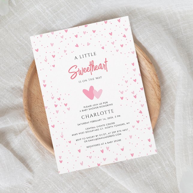 Convite Querida no Chá de fraldas Way Girl (Sweetheart on the Way Girl Baby Shower Invitation)