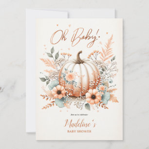 Convite Querida! Queda Chá de fraldas Pumpkin Blush Floral