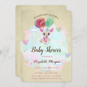 Convite Querido bebê bonito, balões, Chá de fraldas de bor
