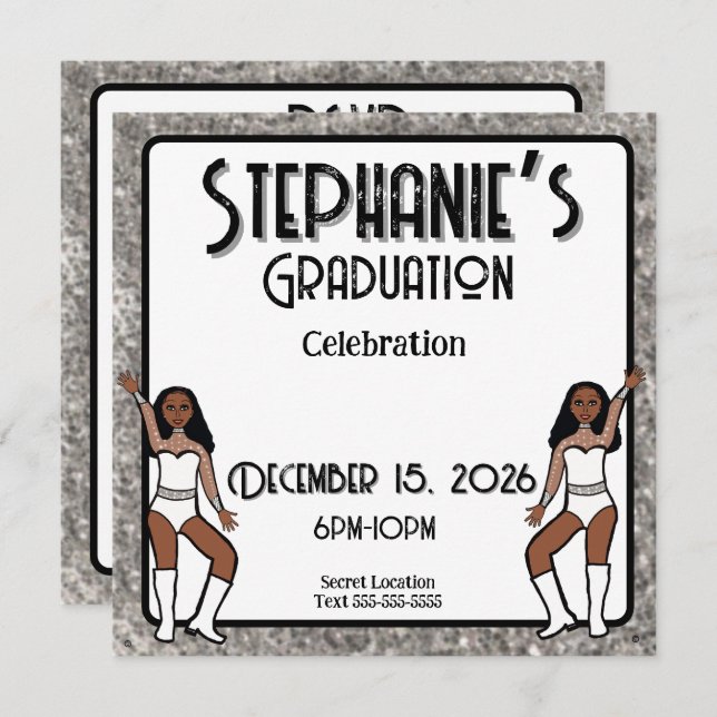 Convite Querido Branco  Dançarino Prata: #1  (Frente/Verso)