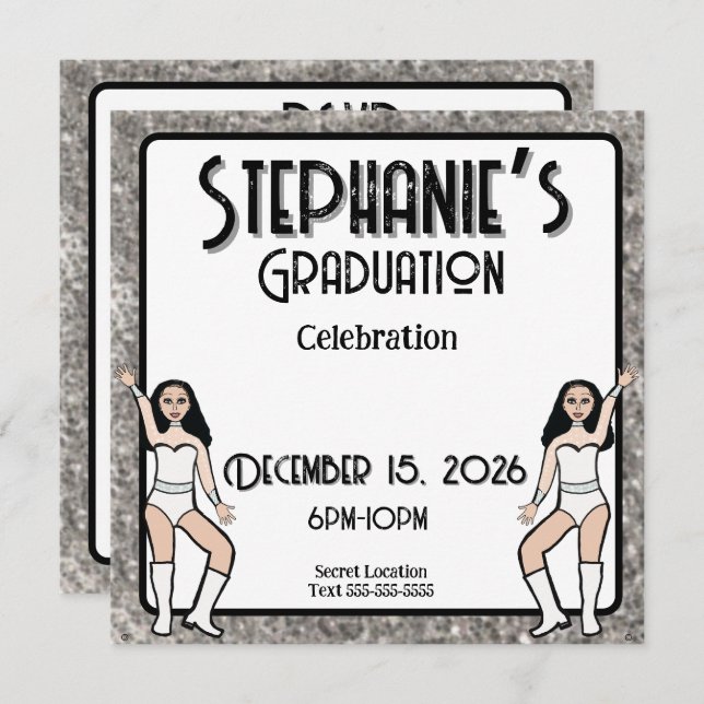 Convite Querido Branco Dançarino Prata: #2 (Frente/Verso)