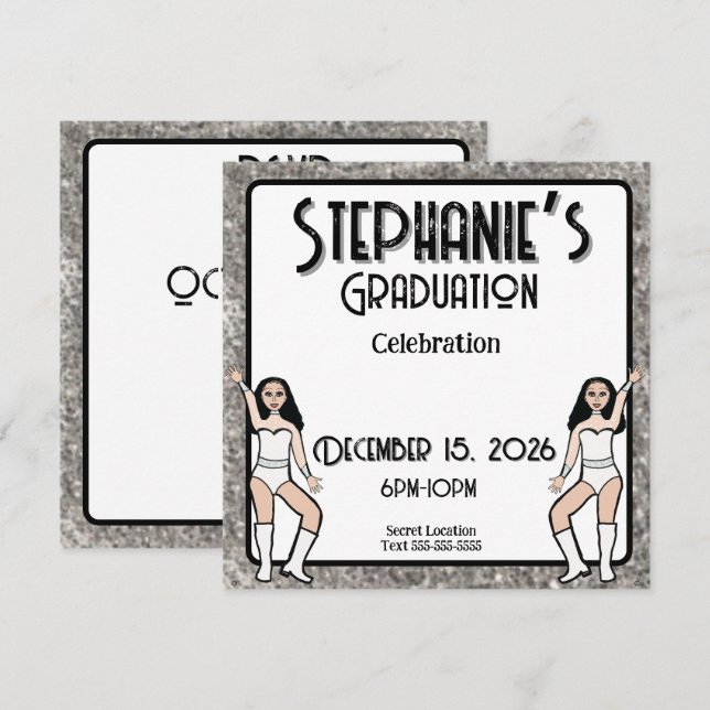 Convite Querido Branco Prata Dancer: #2 (Frente/Verso)