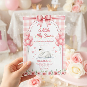 Convite querido Cisne azul Gingham Ribbon floral menina