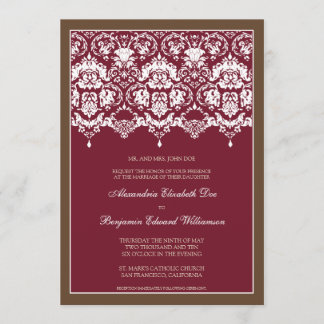Convite querido do casamento do laço 5x7 do