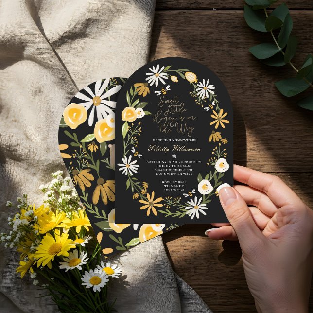 Convite Querido Mel No Caminho Do Chá de fraldas Divertido (Sweet Little Honey On The Way Bee Fun Baby Shower Invitation)