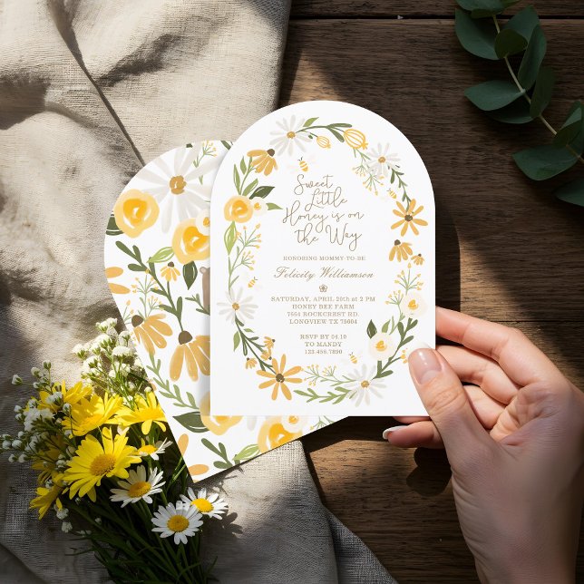 Convite Querido Mel No Caminho Do Chá de fraldas Divertido (Sweet Little Honey On The Way Bee Fun Baby Shower Invitation)