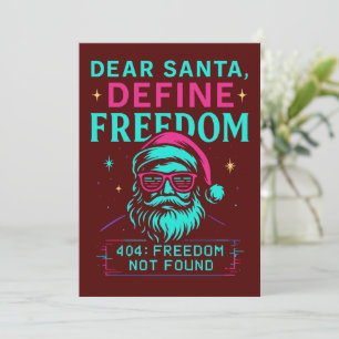 Convite Querido Papai Noel Defina Liberdade Design Retro