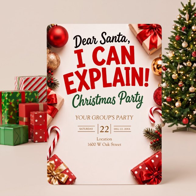 Convite Querido Papai Noel Posso Explicar Festa de Natal (Criador carregado)