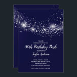 Convite Quic 50th Birthday Stars Marinho Blue<br><div class="desc">Elegantes estrelas cintilantes prateadas se espalham por um fundo profundo do céu azul à meia-noite,  estas convites de aniversário são perfeitas para qualquer comemoração etária ou mudam a redação para sua ocasião especial. CORRESPONDENDO a itens na nossa loja.</div>