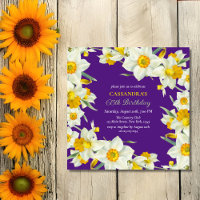 Quic Amarelo Branco Daffodil Floral Roxo Aniversár